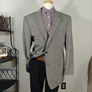 JOS A BANK Men's Sport Coat Blazer Two Button Gray Houndstooth Wool Size‎ 42L